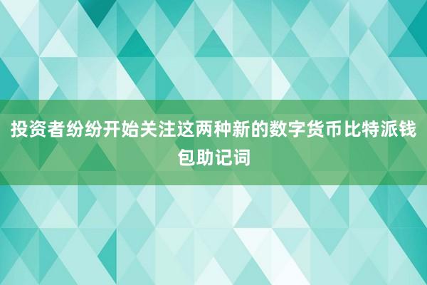 投资者纷纷开始关注这两种新的数字货币比特派钱包助记词