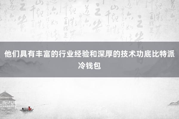 他们具有丰富的行业经验和深厚的技术功底比特派冷钱包