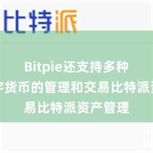 Bitpie还支持多种主流数字货币的管理和交易比特派资产管理